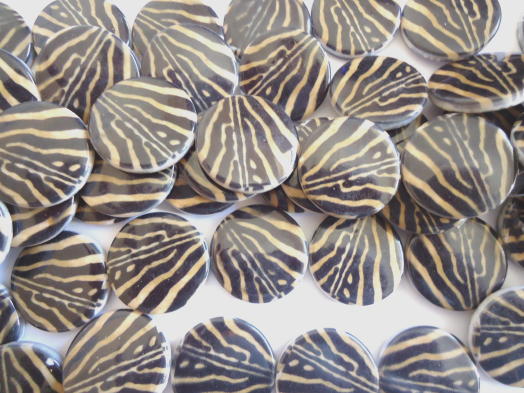 (image for) Black and tan zebra coin beads #BS1012